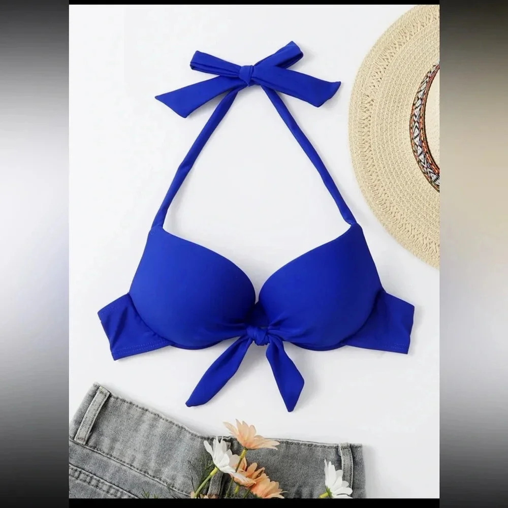 SHEIN bikini SET Knot Front Push Up & bottoms size large
